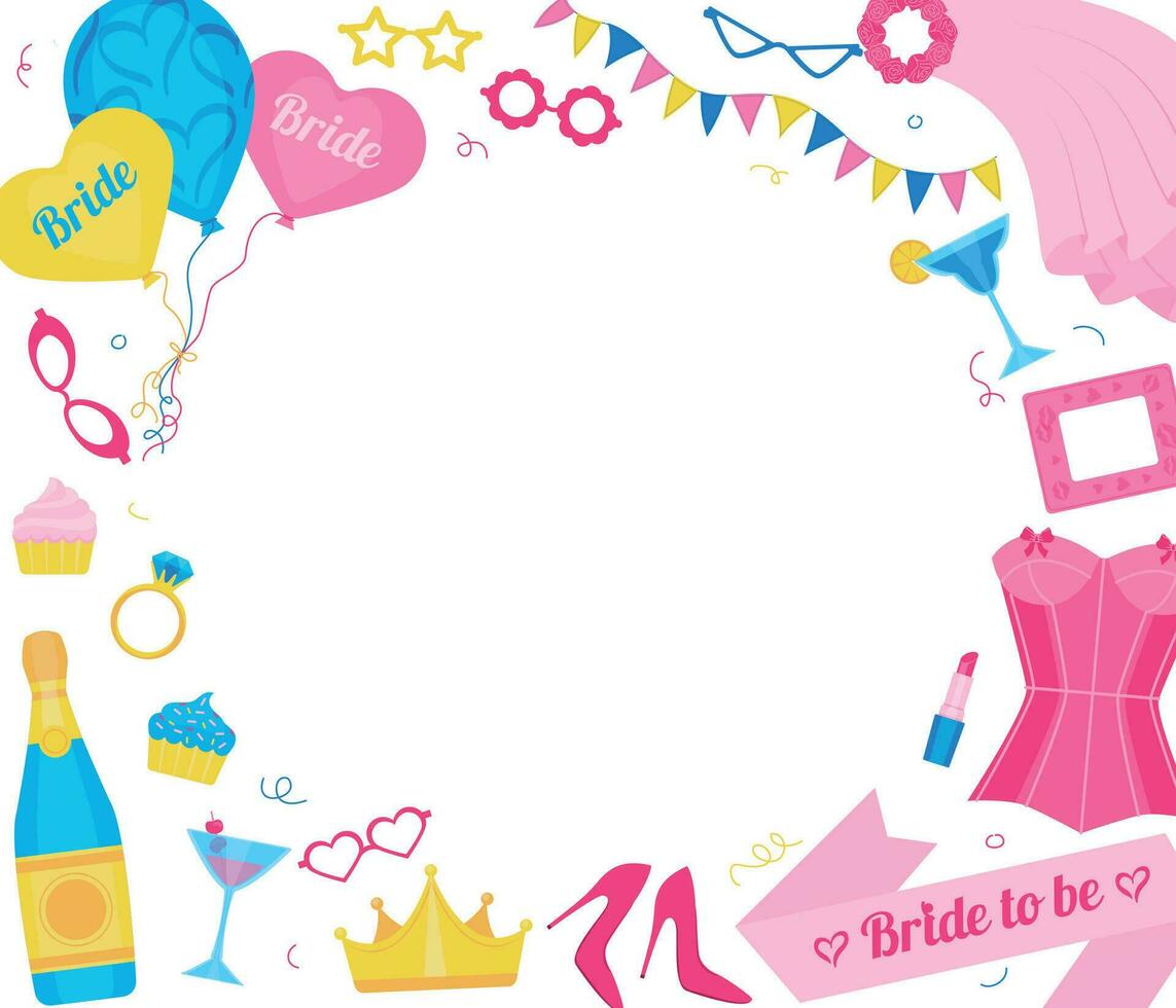 Bachelorette Party Icons Frame vector