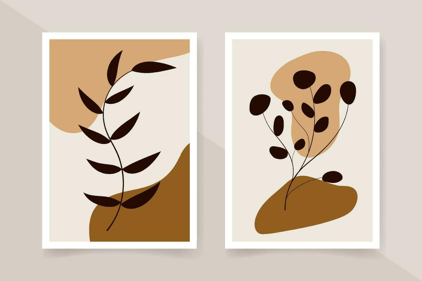 Abstract hand drawn boho wall art in flat design. Vector art print, wall decor.