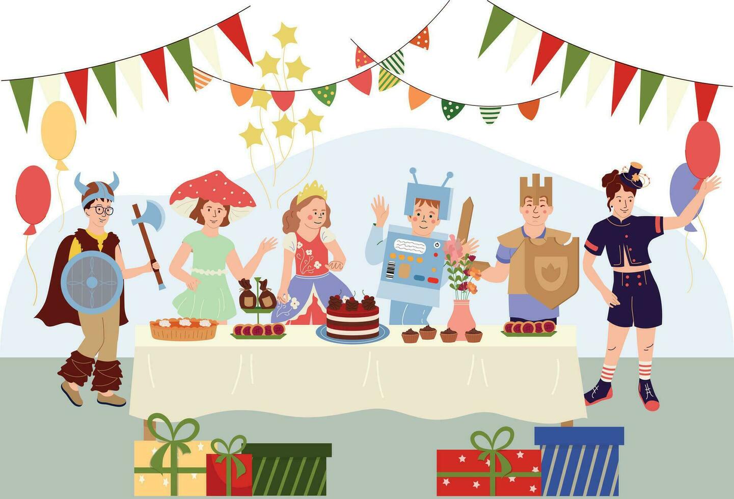 Kids Party Flat Composition vector