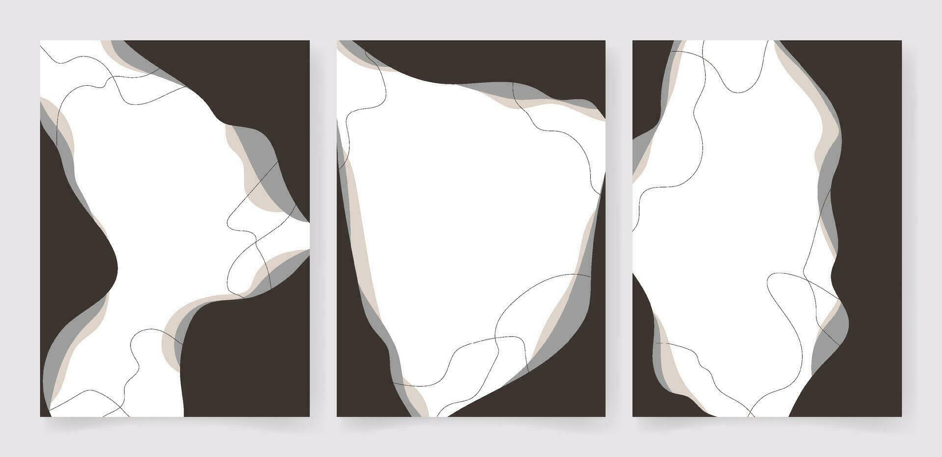 Abstract posters set for wall decoration. Vector art print.