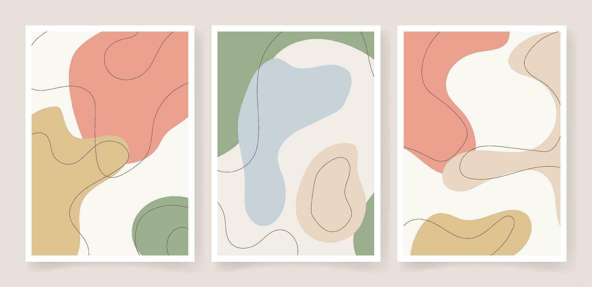 Abstract posters set for wall decoration. Vector art print.