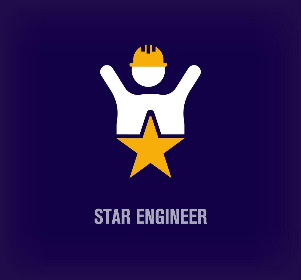 Unique star engineer sign logo. Modern color transitions. Company with hands up around human logo template. vector. vector