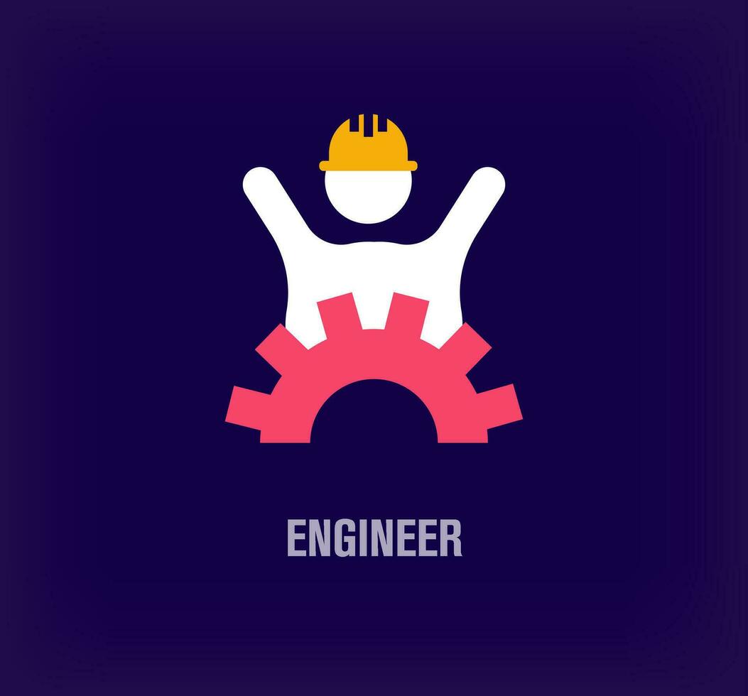 Unique engineer gear logo. Modern color transitions. Successful human raising hand logo template. vector. vector