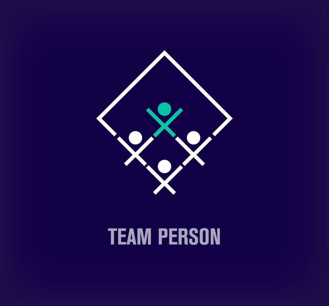 Creative team person logo. Unique color transitions. Connection human logo template in unique square. vector