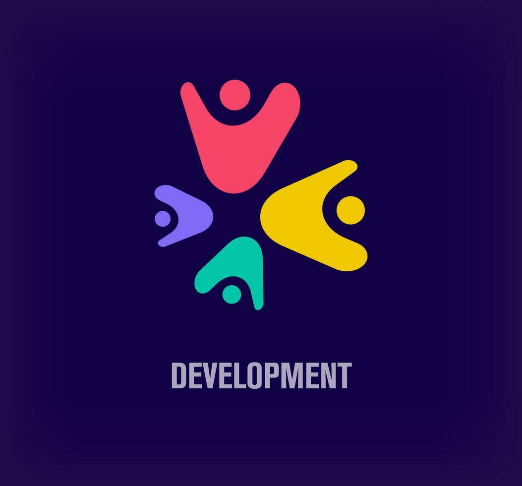 Creative human development logo. Unique color transitions. Unique education, company and teamwork logo template. vector