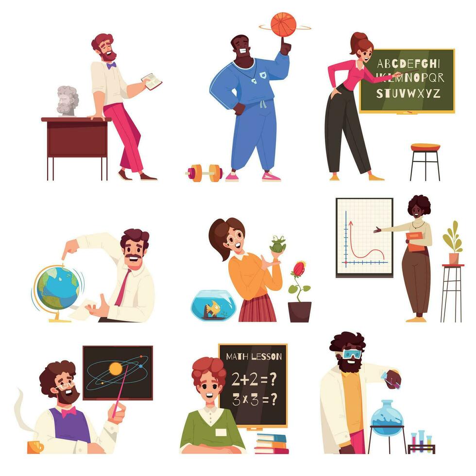 School Subject Teacher Set vector