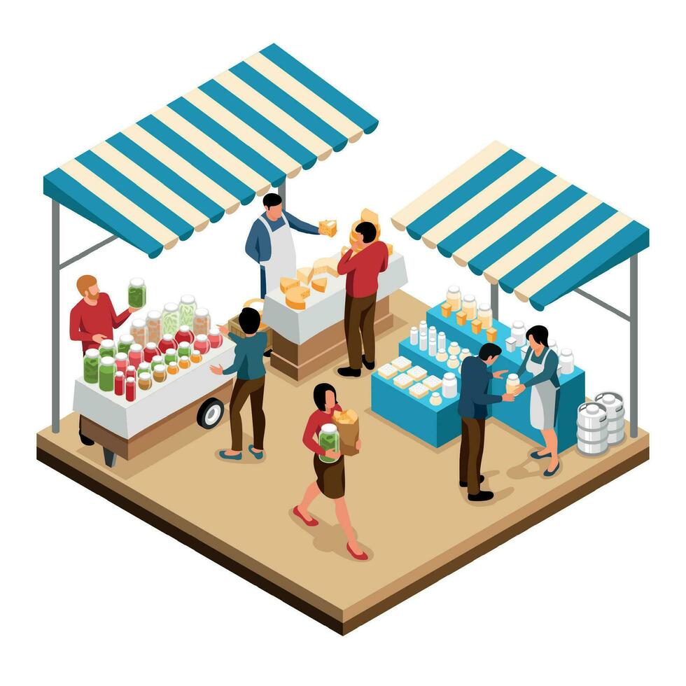 Local Farm Market Isometric Object vector