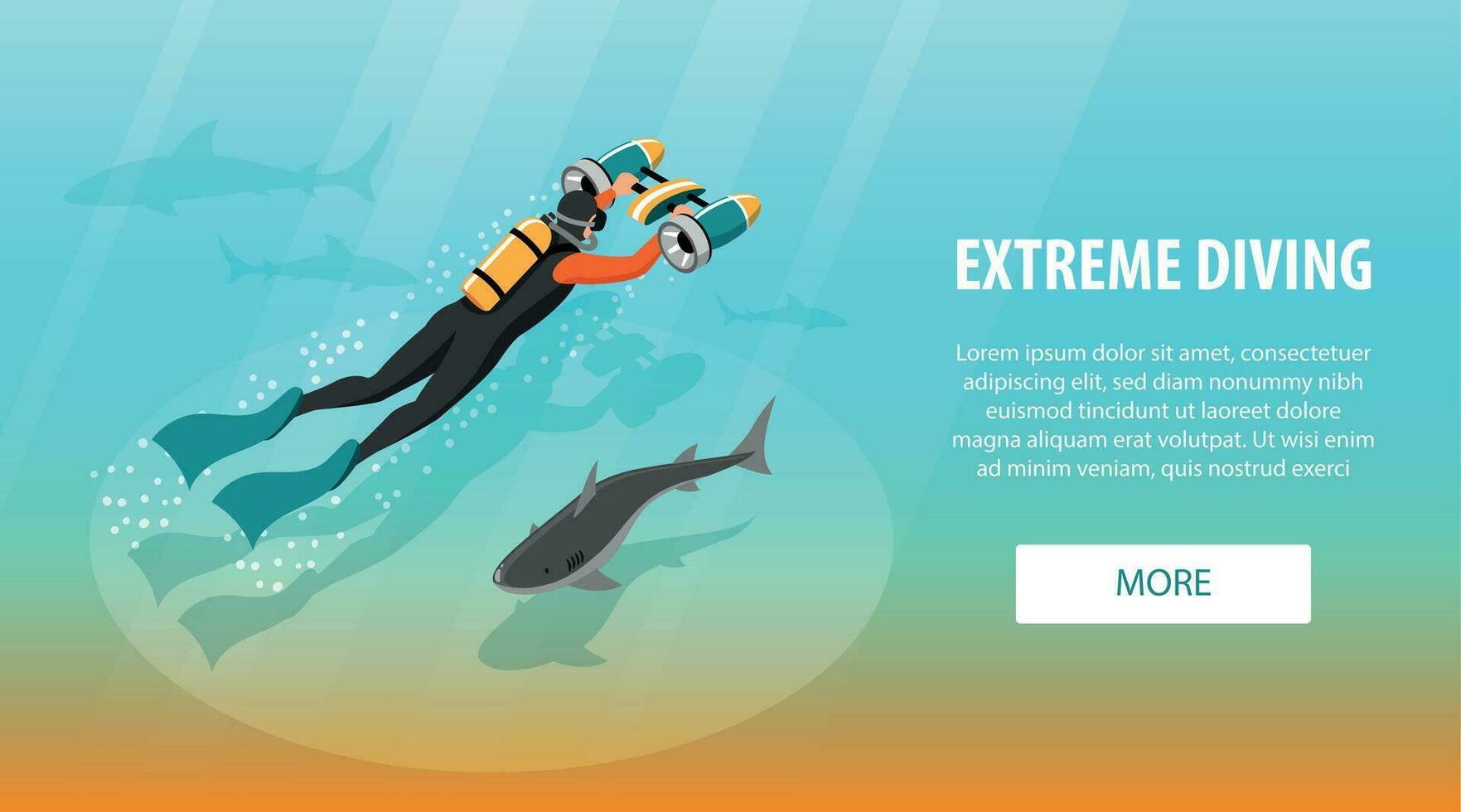 Extreme Diving Isometric Banner vector