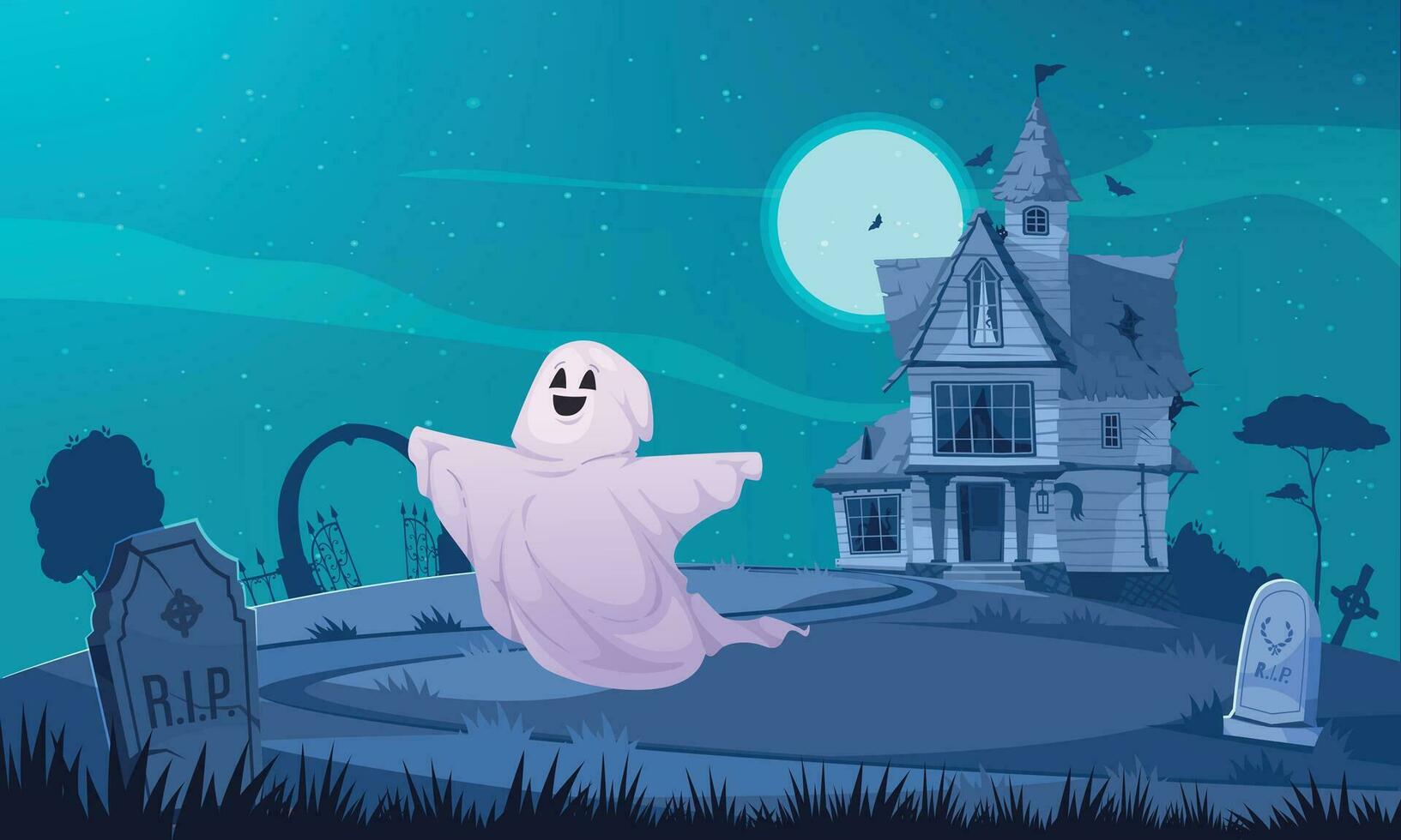 Ghost Cartoon Composition vector