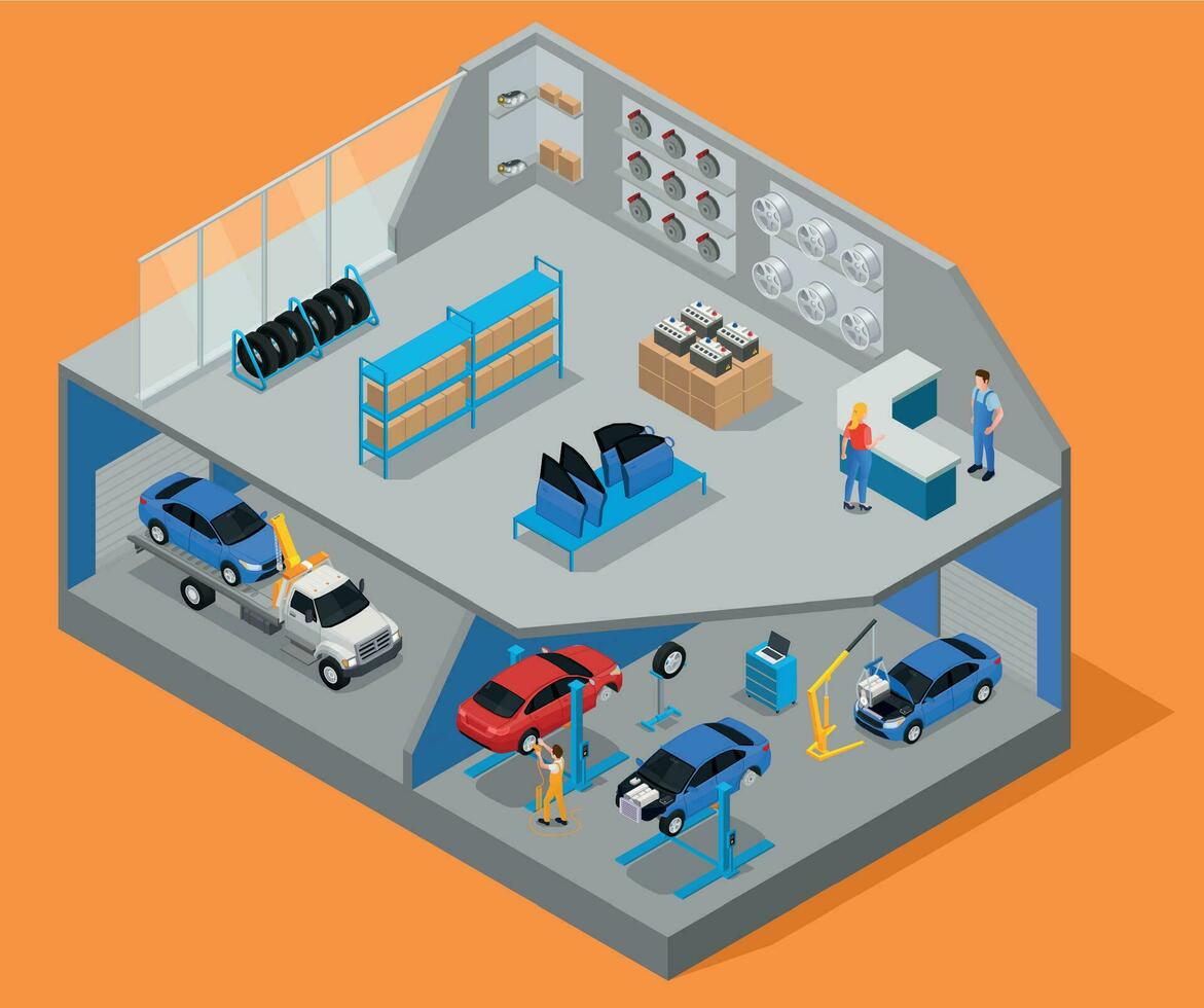 Car Parts Center Composition vector