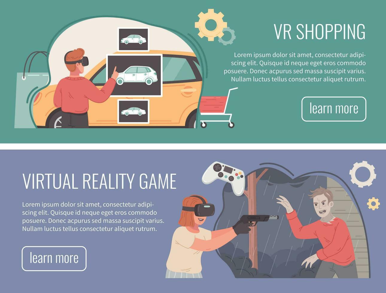 Virtual Reality Banner Set vector
