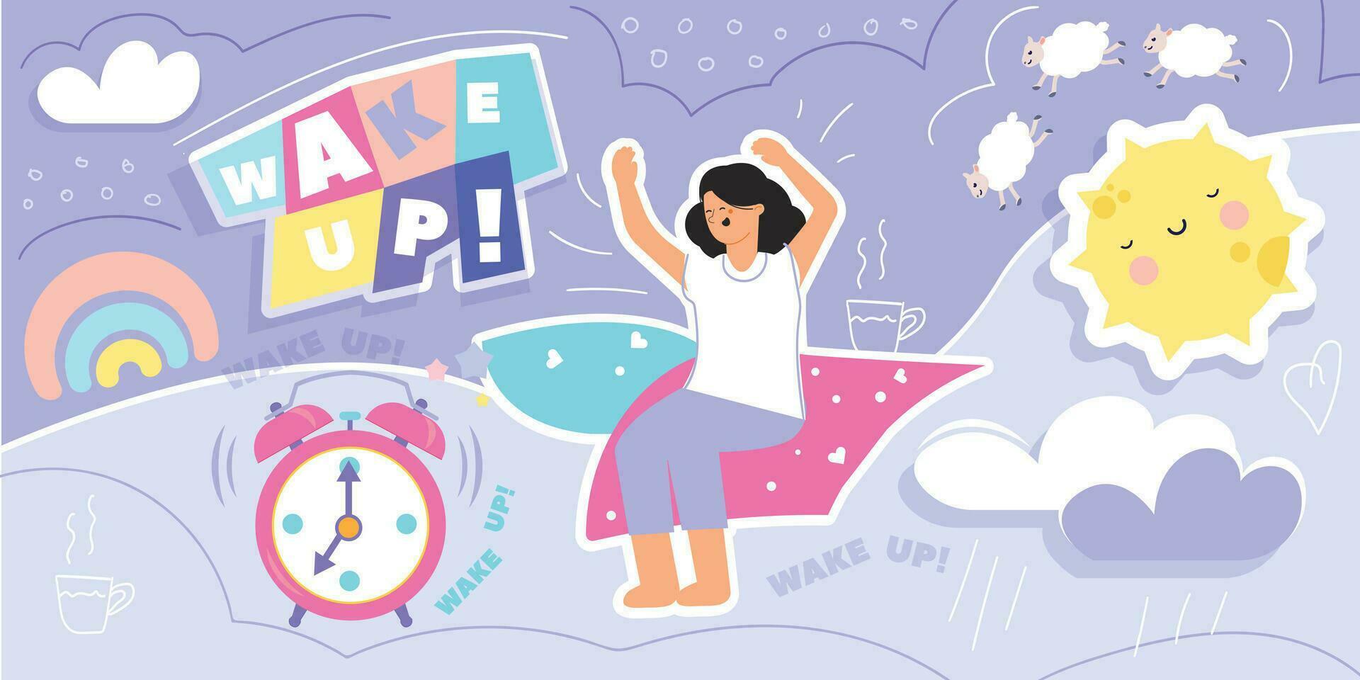 Wake Up Alarm Collage vector