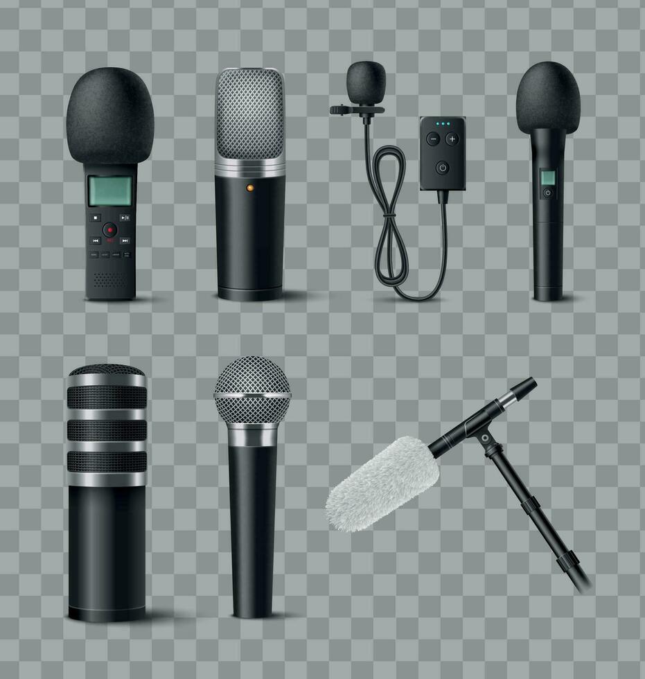 micrófonos realista conjunto vector