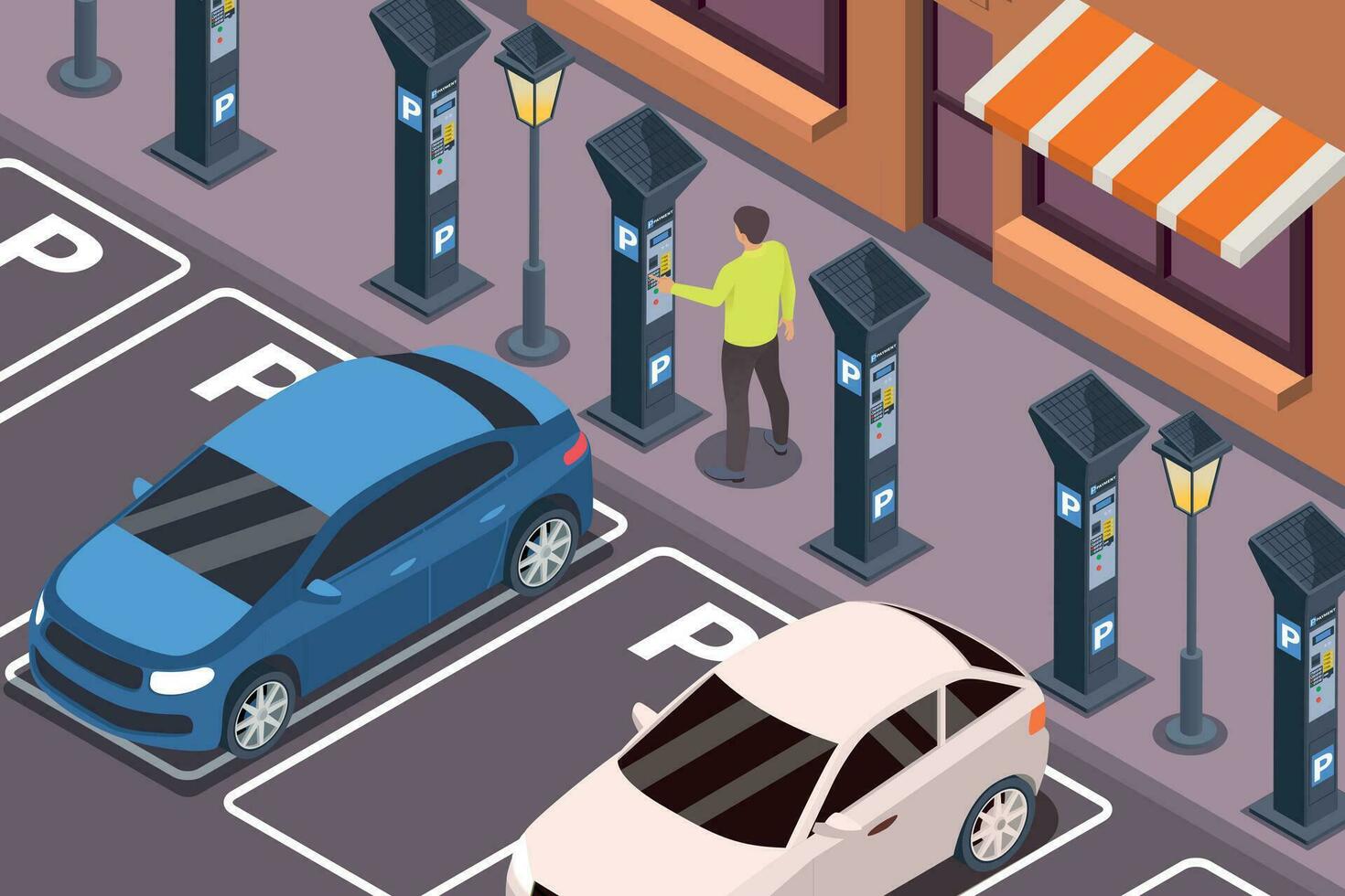 Self Parking Isometric Composition vector