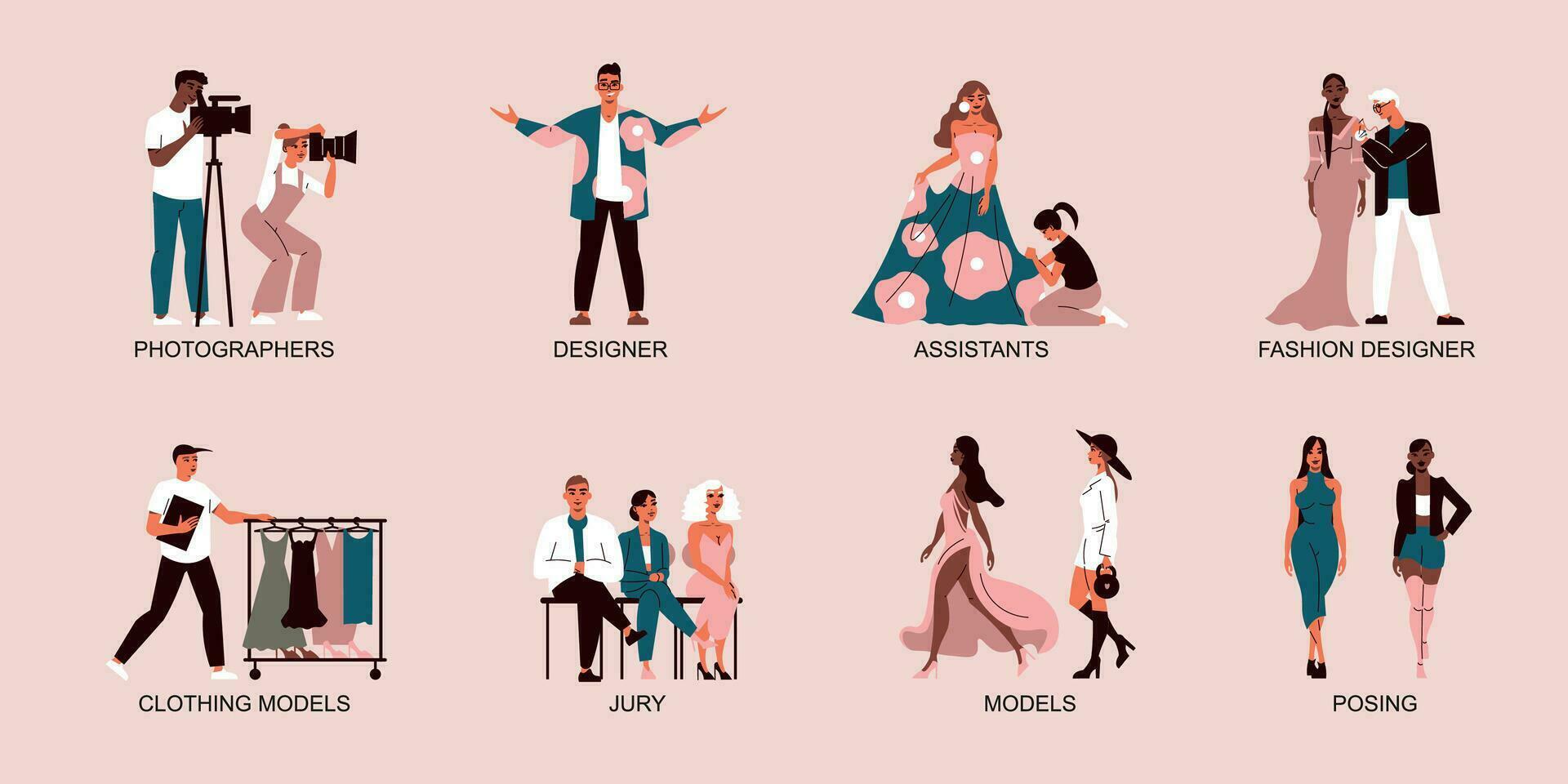 Fashion Show Compositions Set vector