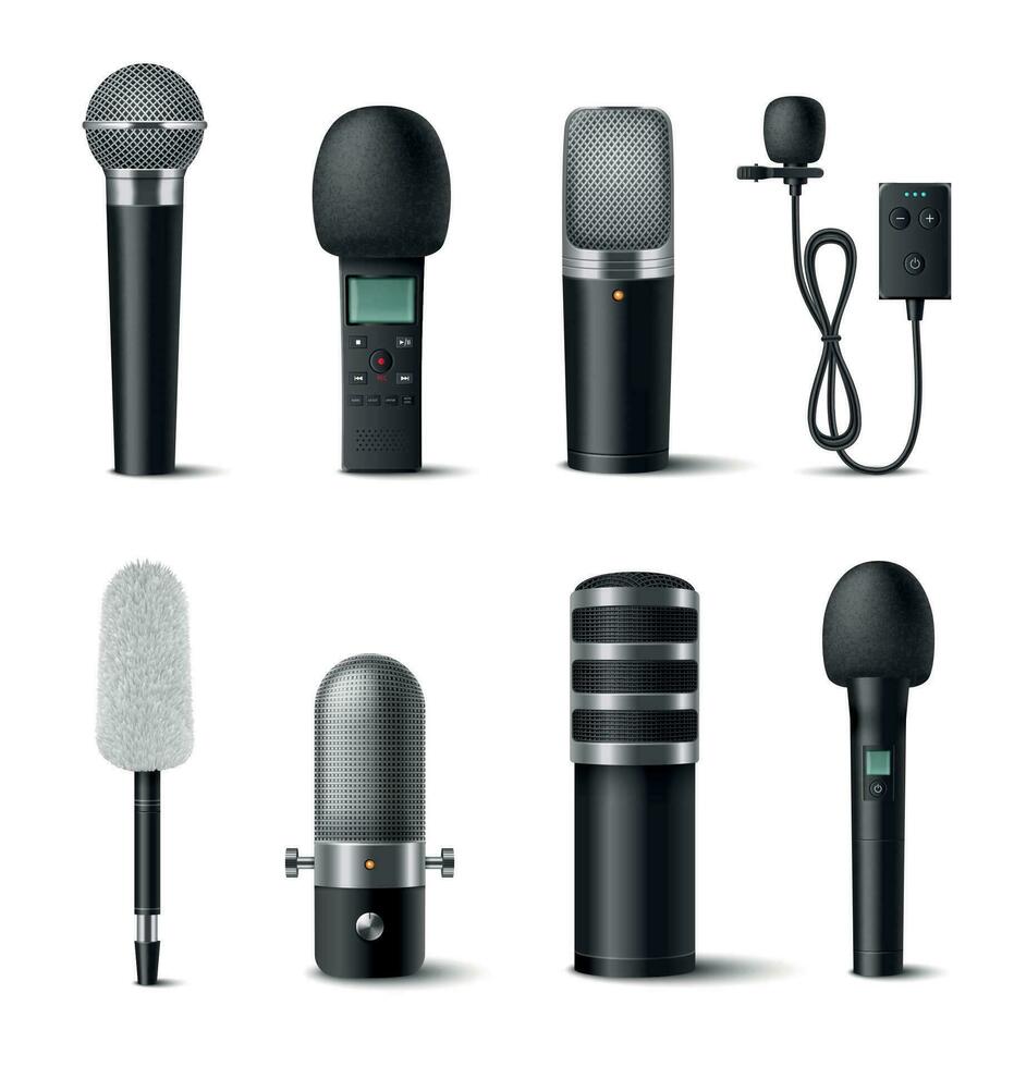 Microphone Realistic Set vector