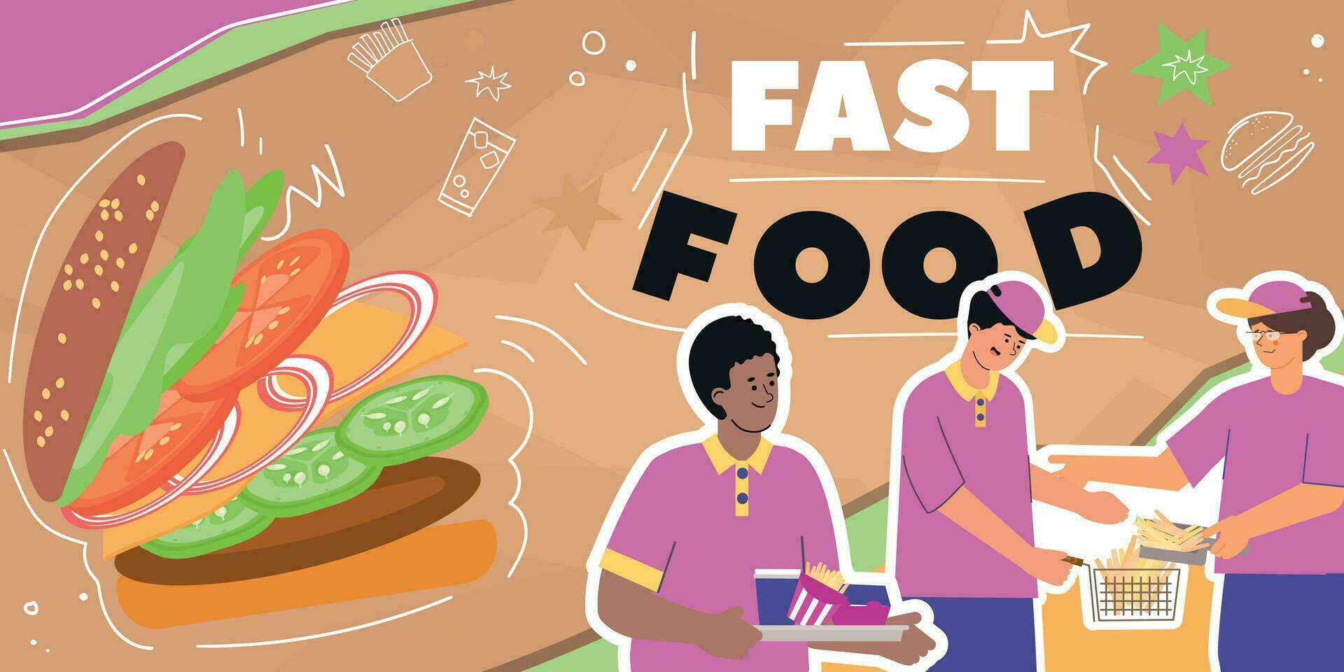 Fast Food Flat Collage vector