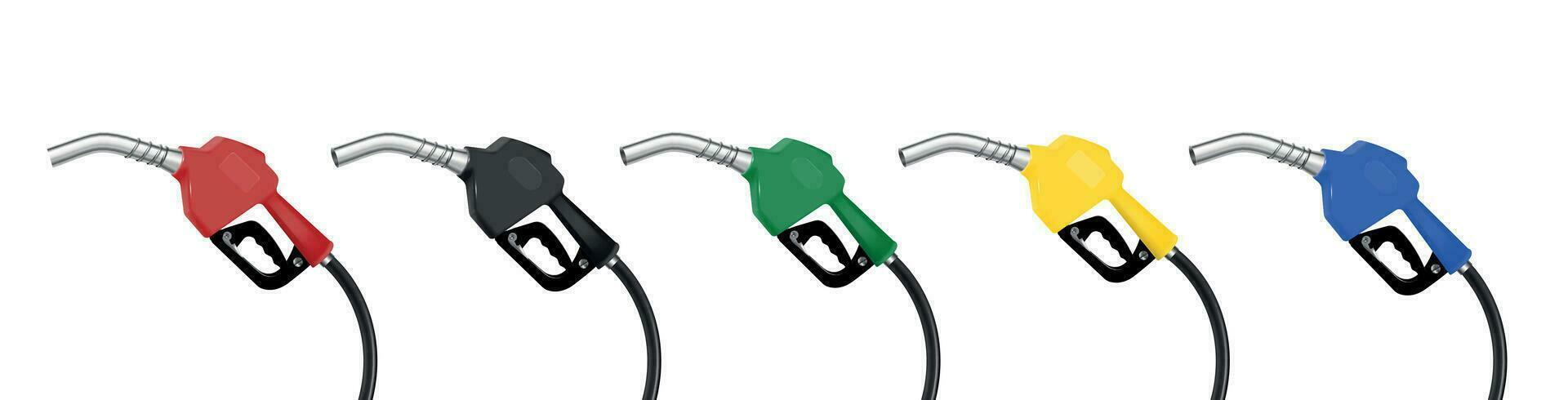 Fuel Gas Handle Pump Nozzle Realistic Set vector