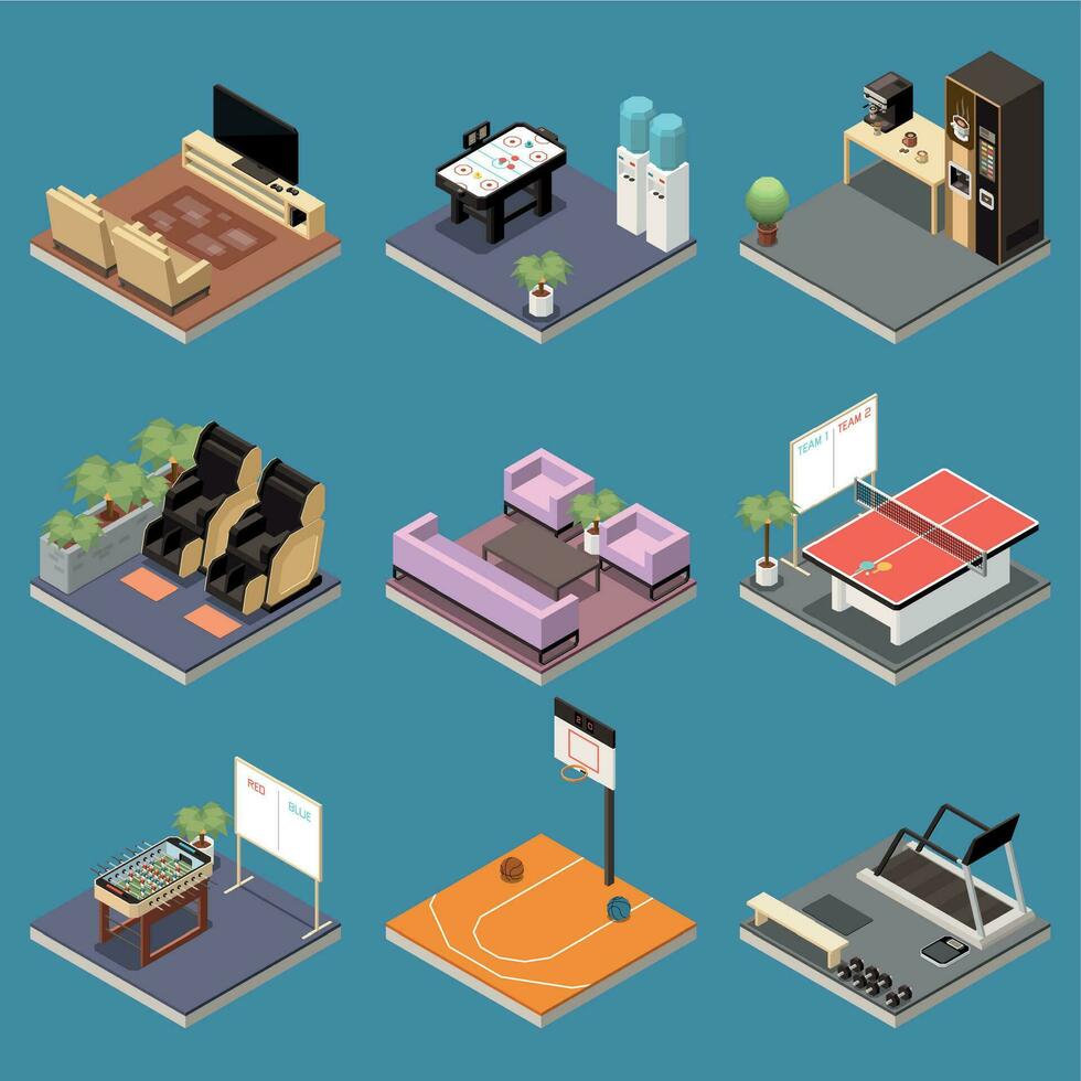 Office Recreation Ideas Set vector