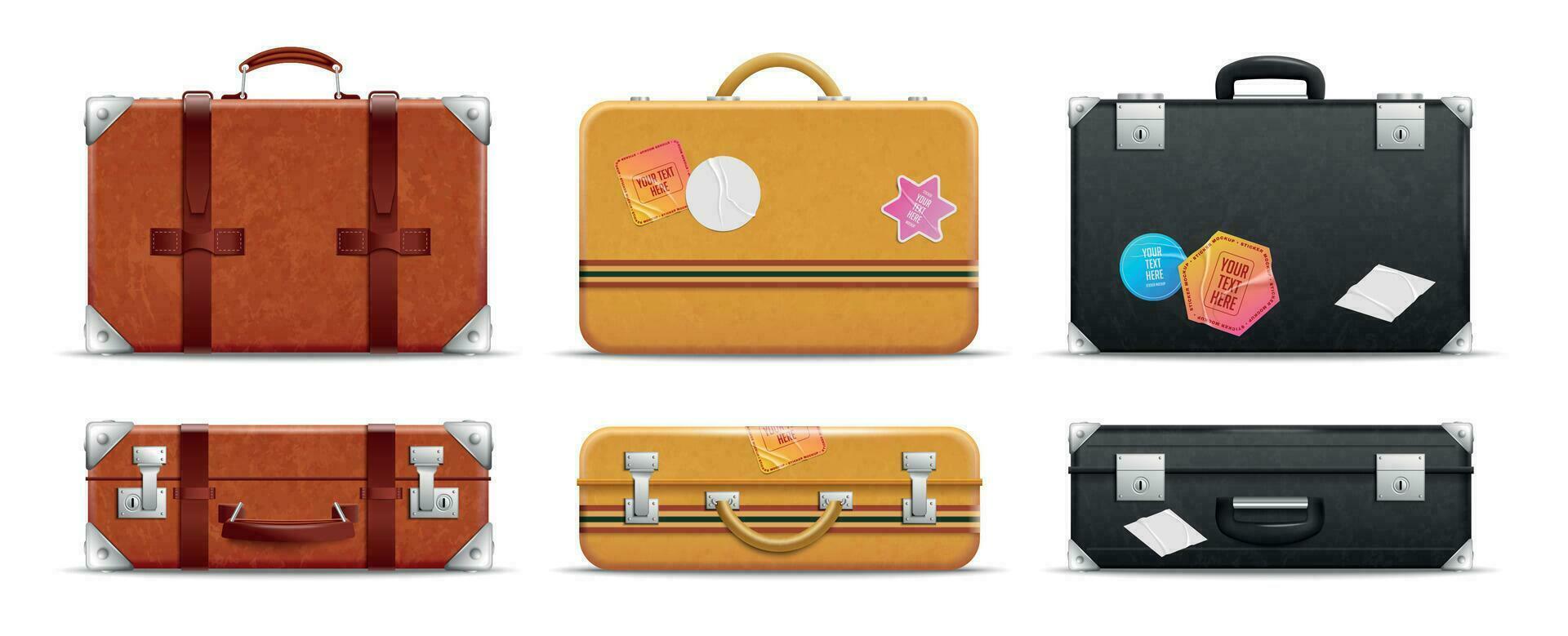 realista Clásico viaje bolso icono conjunto vector