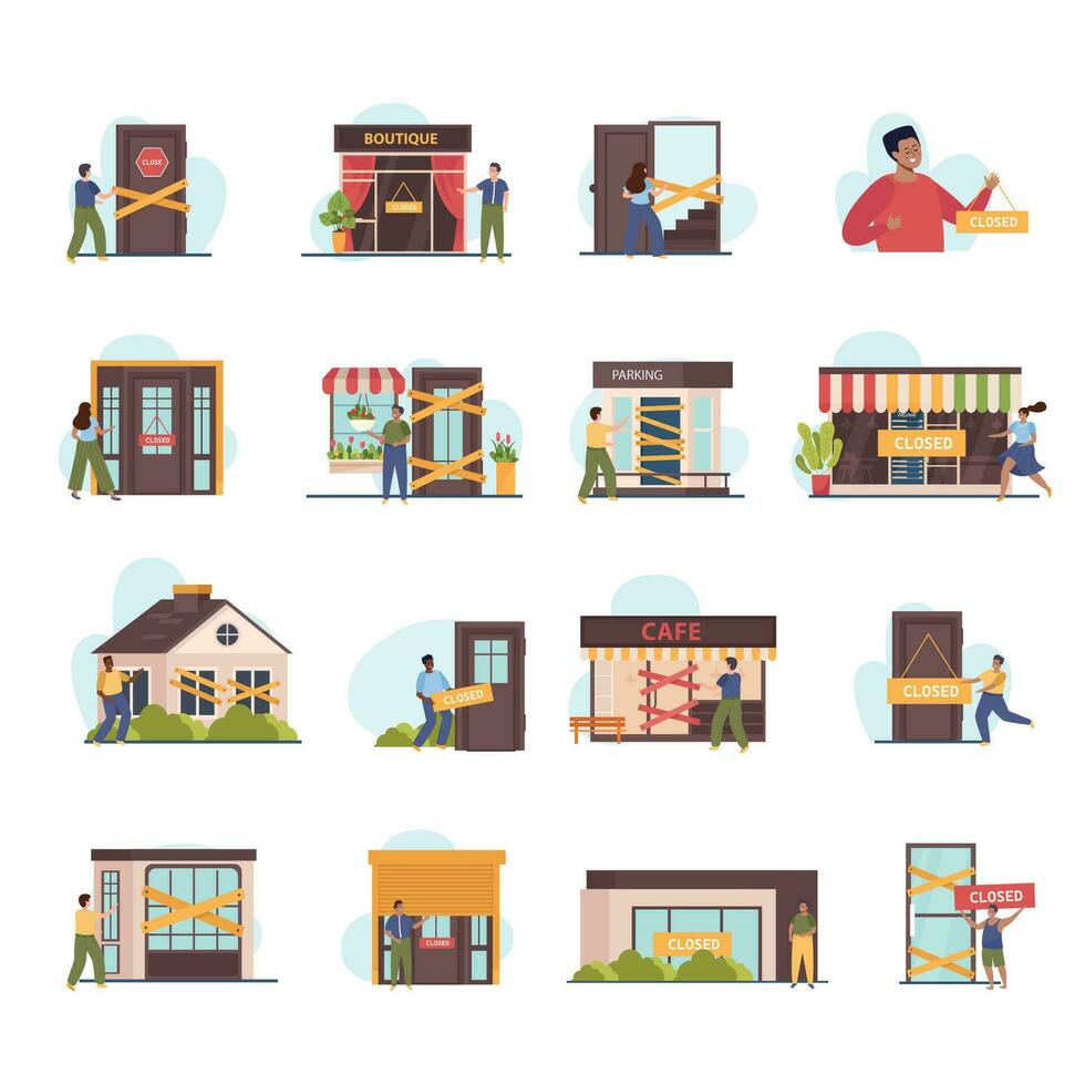 Business Closed Icon Set vector
