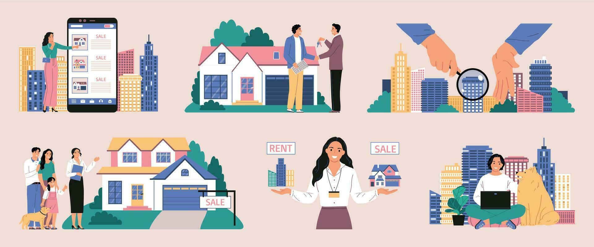 Real Estate Compositions Set vector
