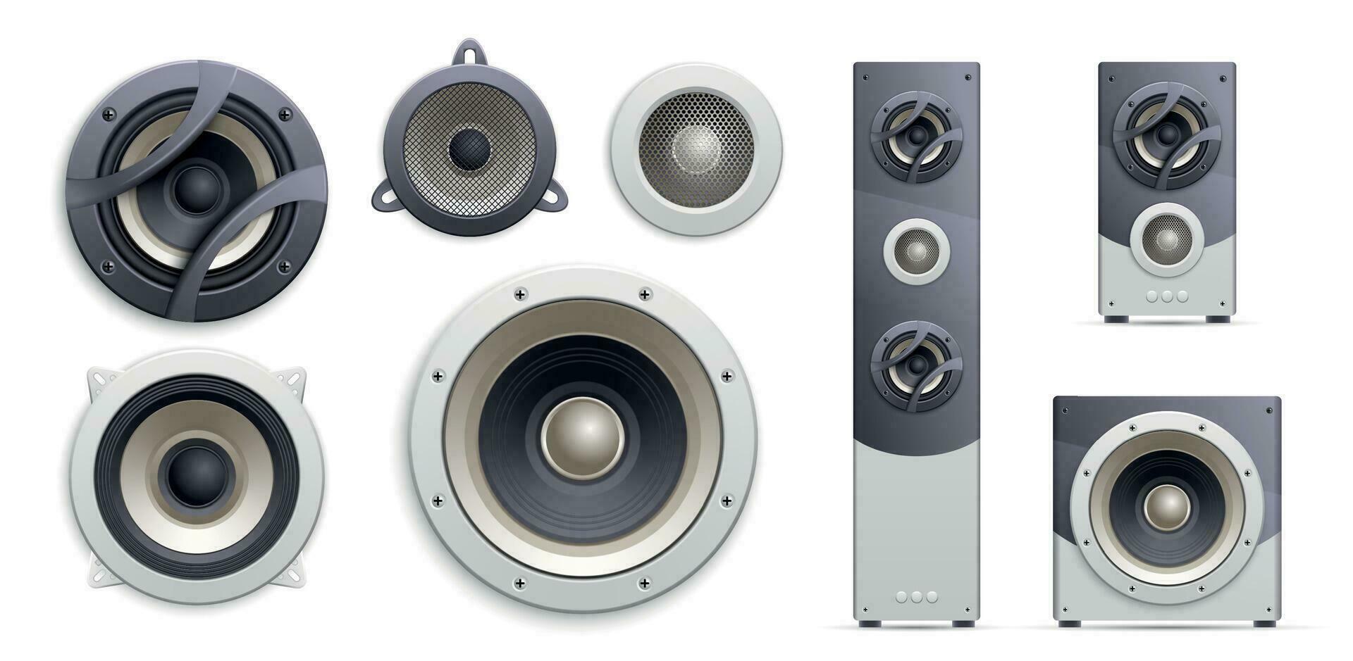 Isometric Sound Speakers Icon Set vector