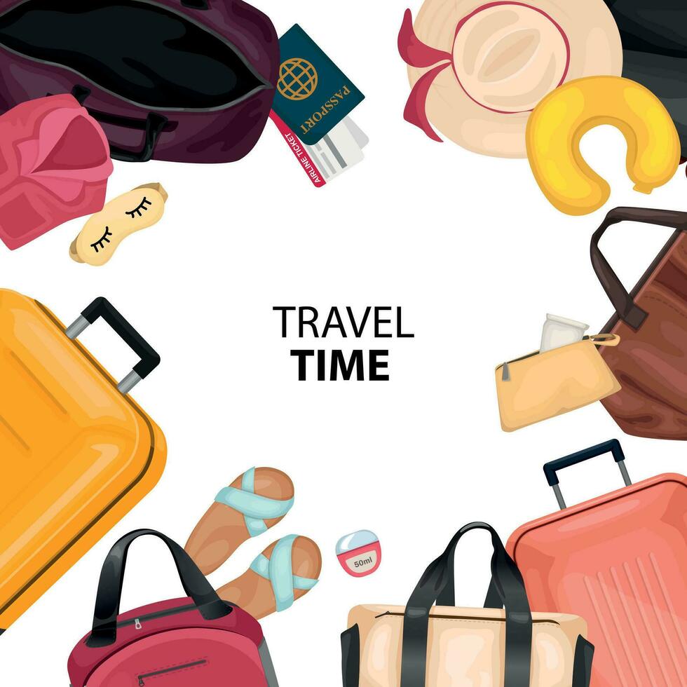 Travel Time Cartoon Frame vector