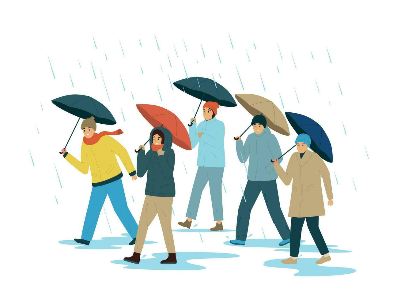 Bad Weather People Flat Concept vector