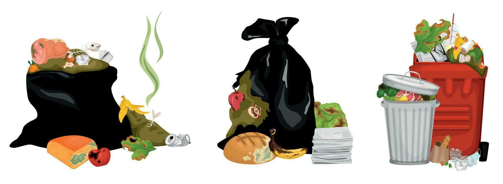Garbage Bags With Rotten Food vector