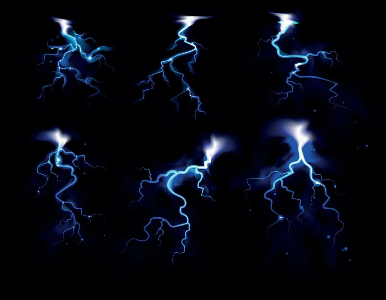 Flash Of Lightning Realistic Set vector