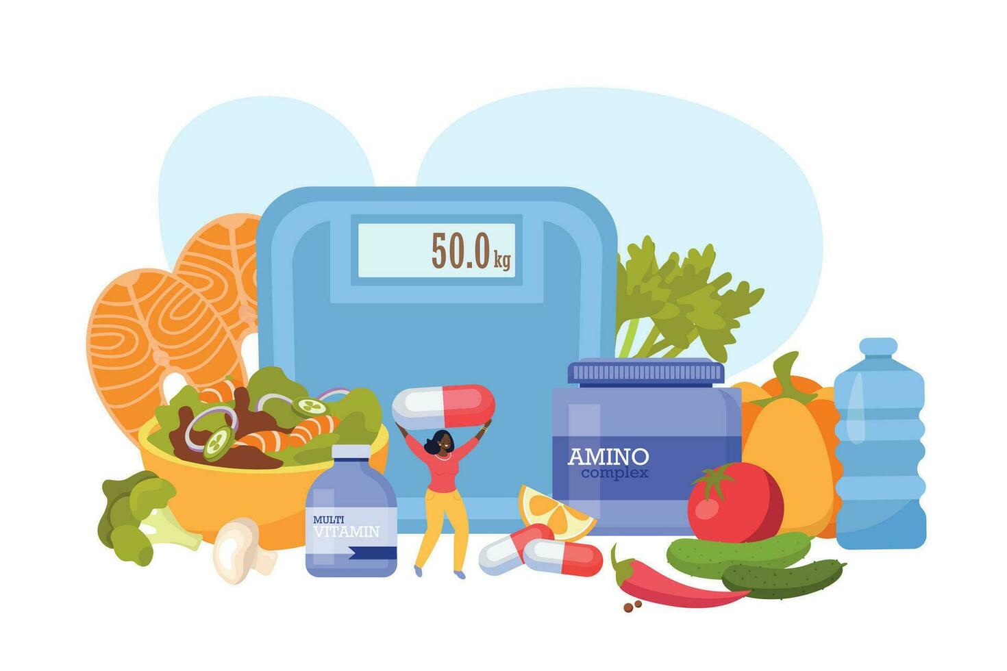 Weight Gain Nutritions Composition vector