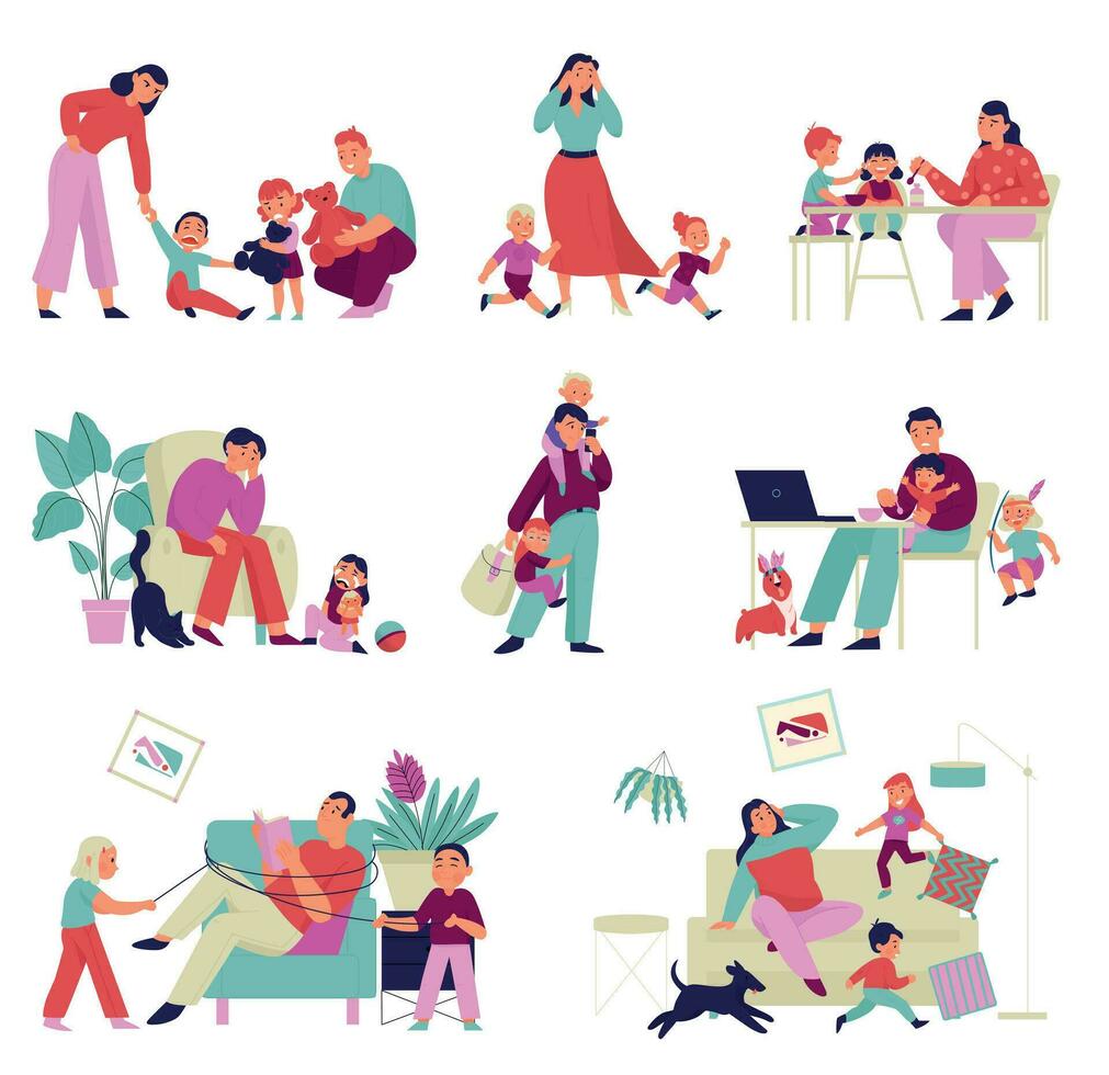 Stressed Parenting Set vector