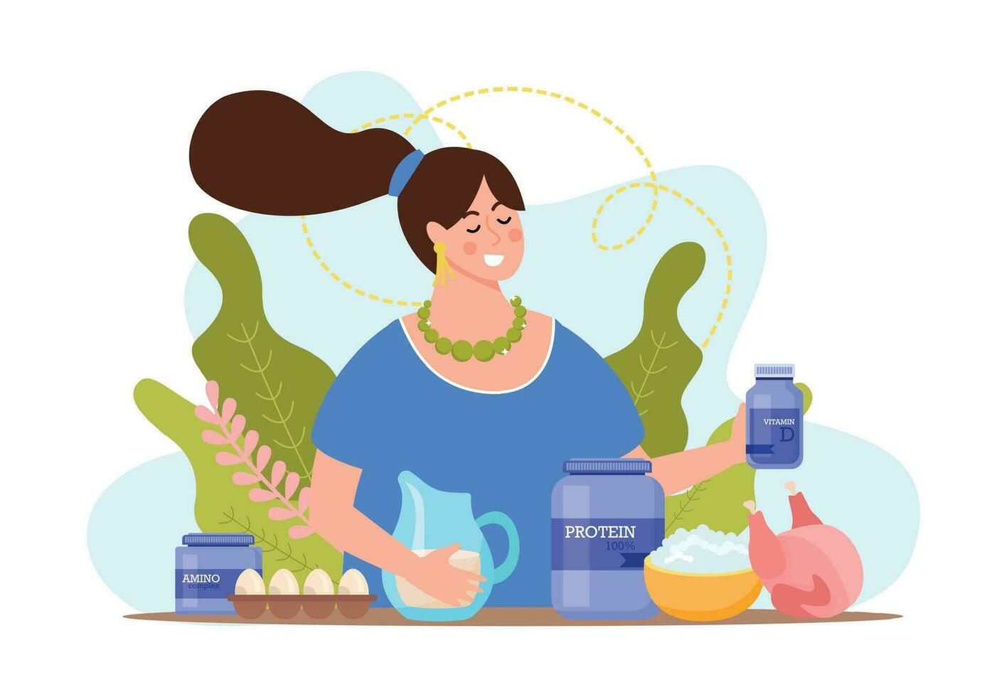 deporte nutrición mujer composición vector