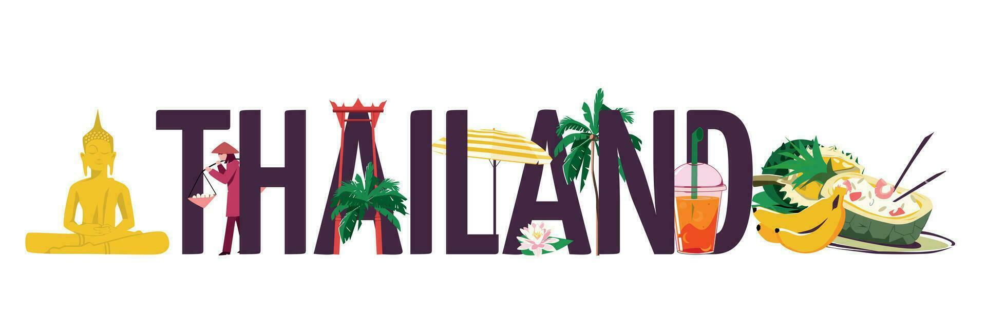 Thailand Flat Text vector