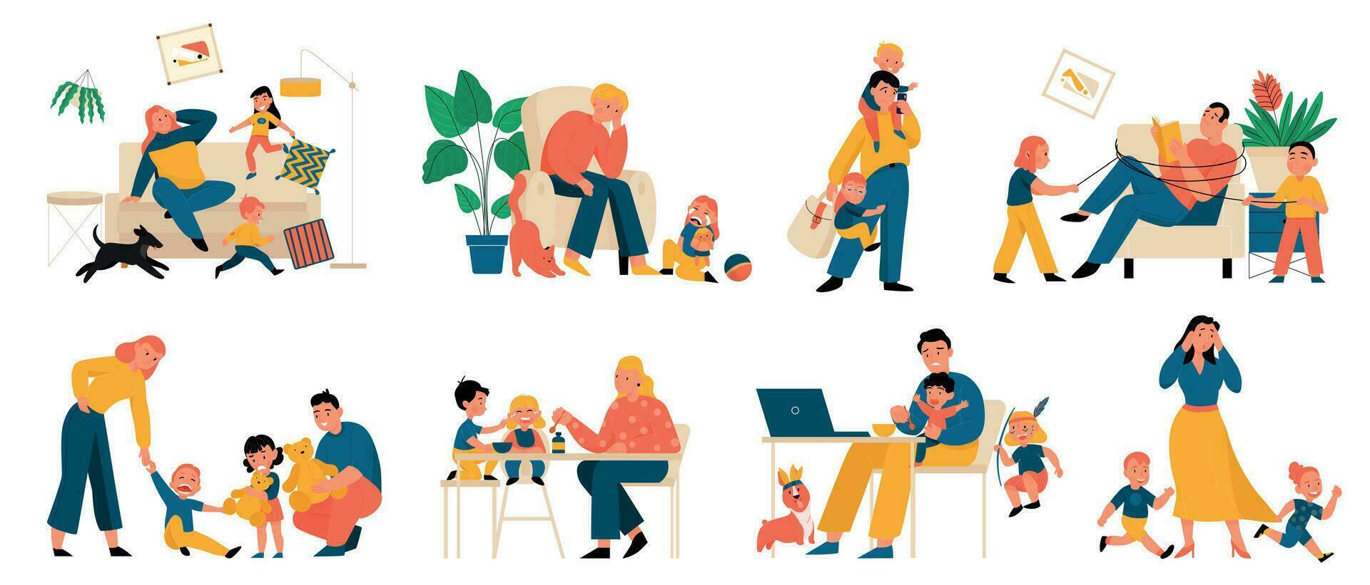 Stressed Parenting Set vector