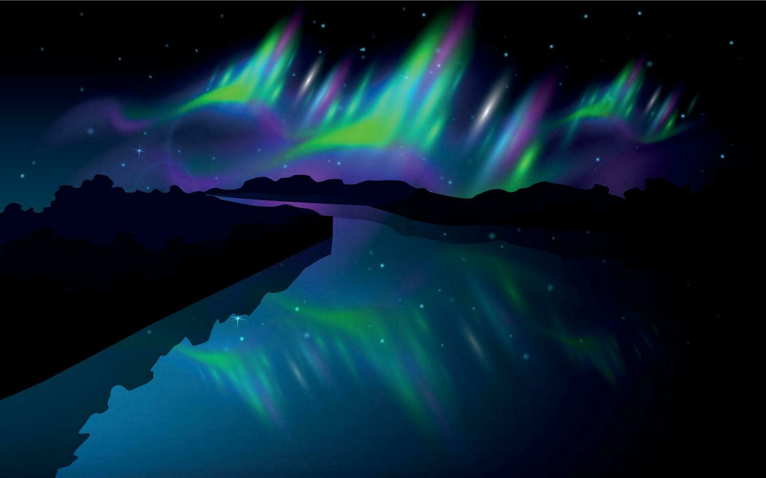 Polar Lights In Night Sky vector