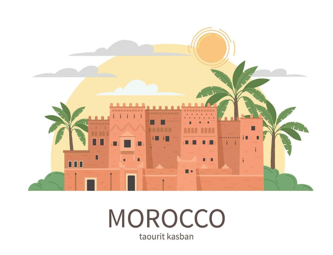 Morocco Fortress Travel Composition vector