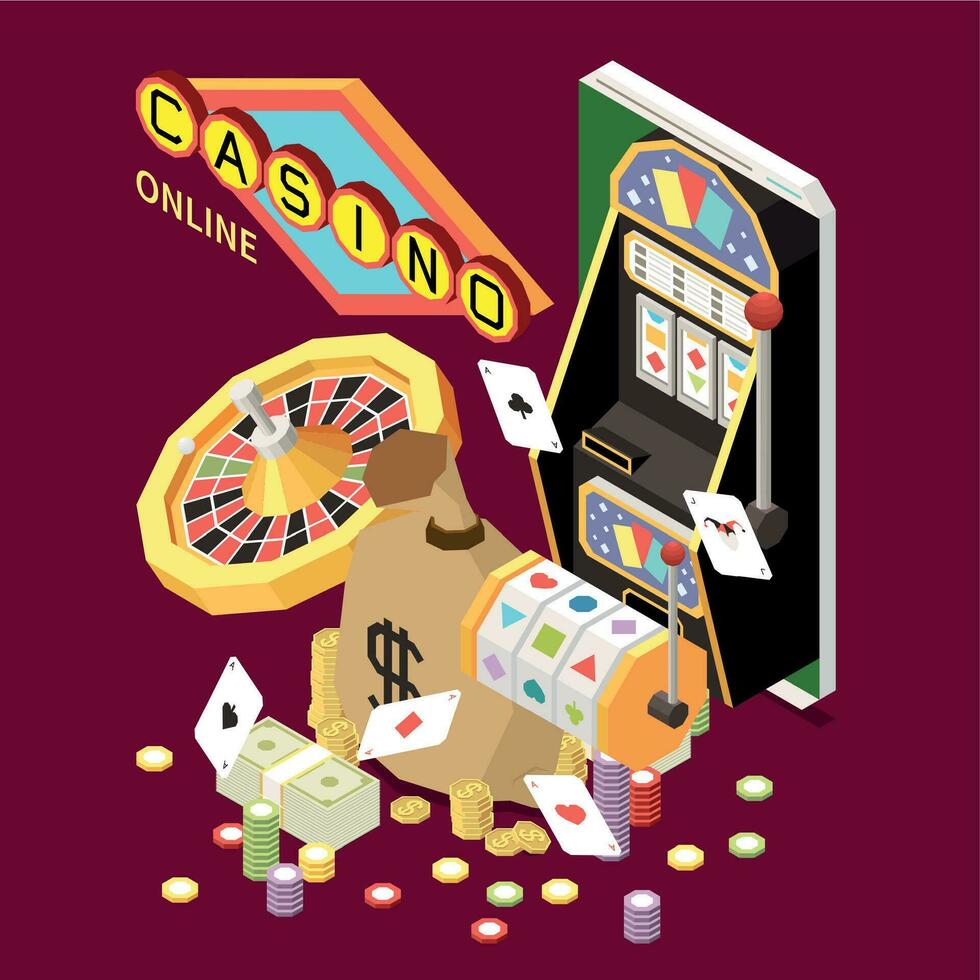 Online Casino Isometric Composition vector