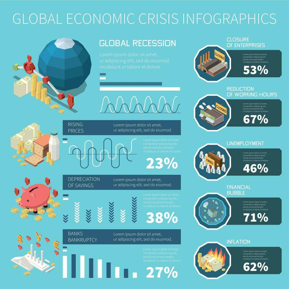 financiero crisis caída infografia vector