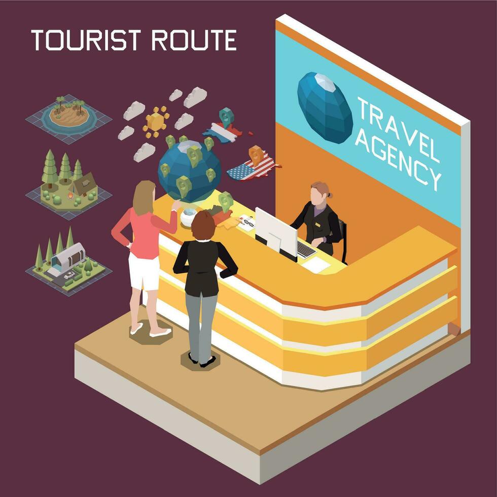 VR Travel Agency Composition vector