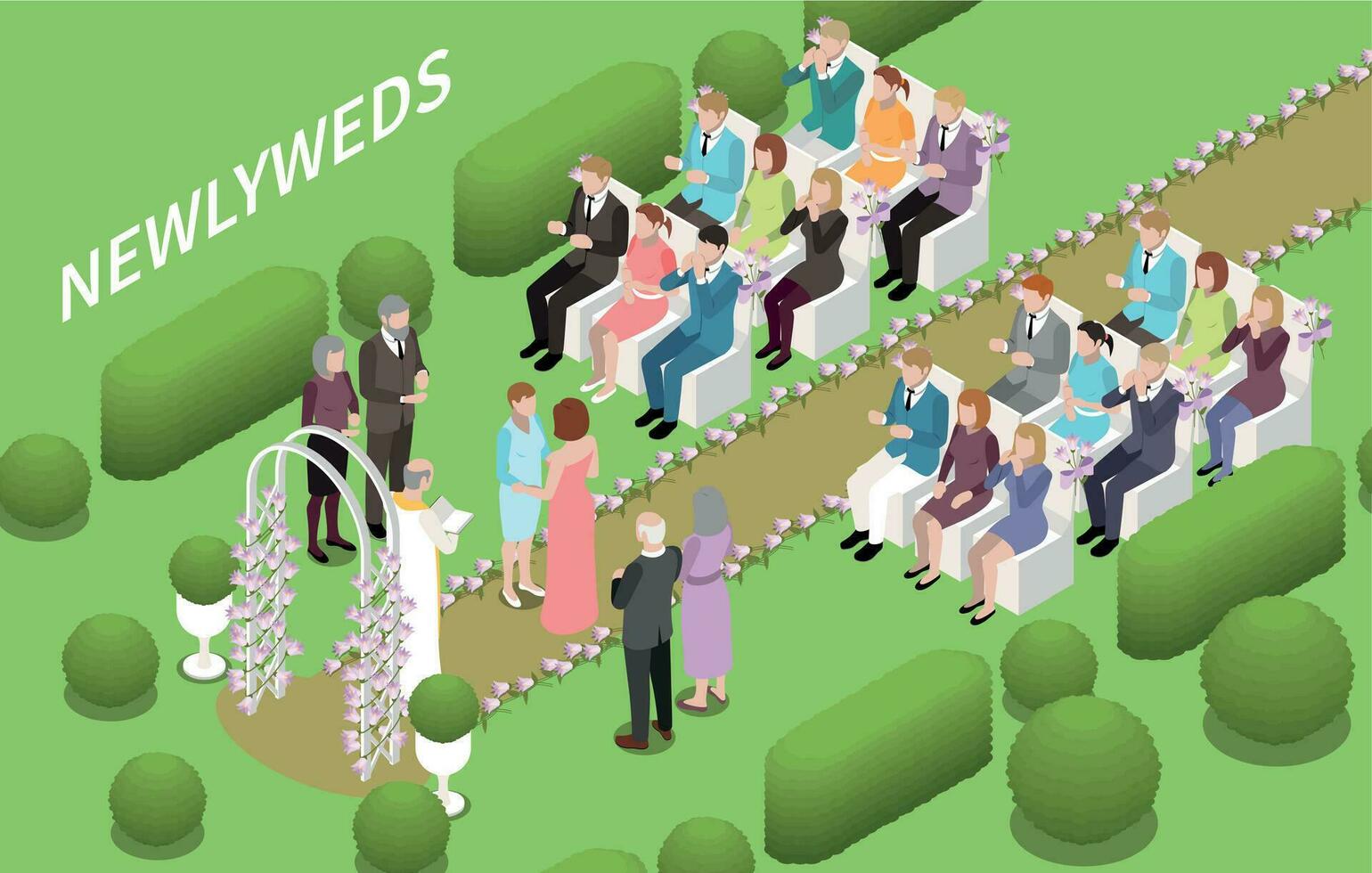 Wedding Ceremony Garden Composition vector