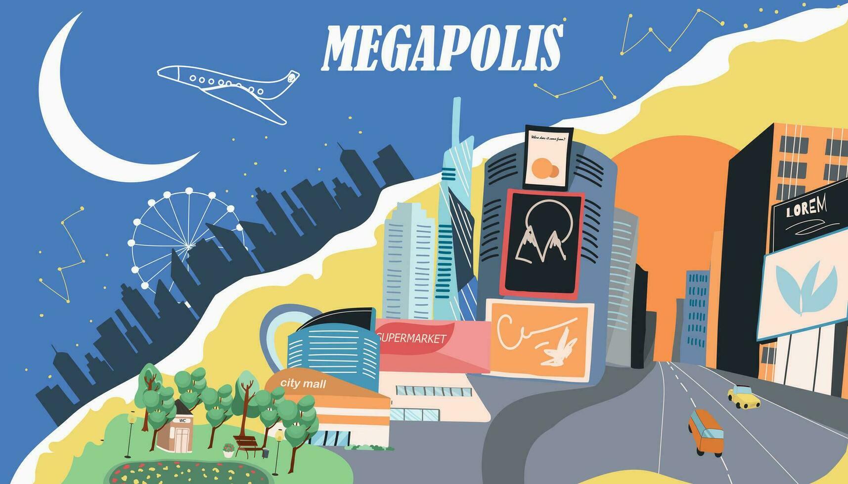 megapolis ciudad collage vector