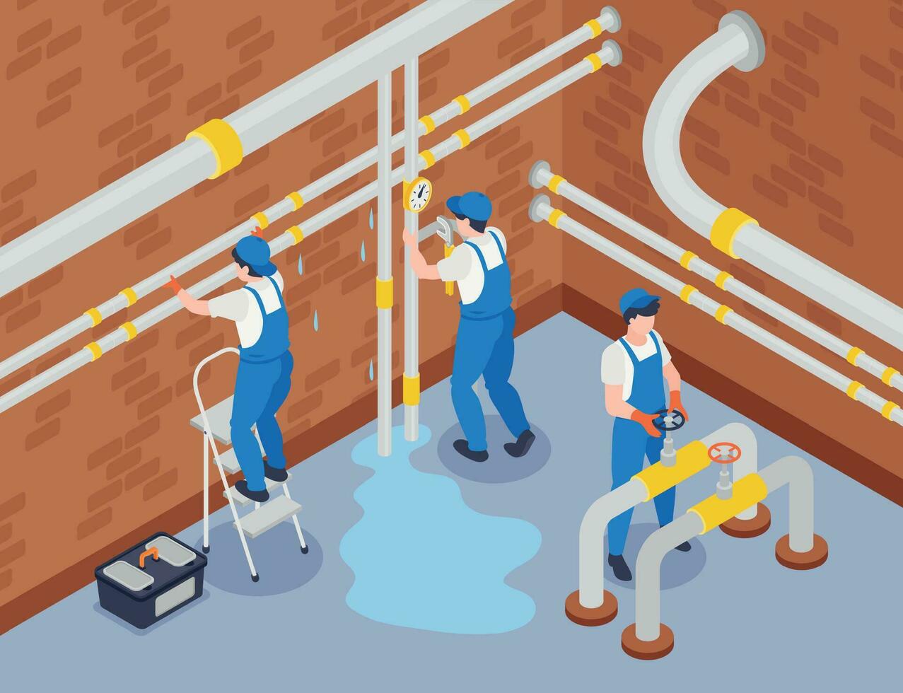 Isometric Plumbing Works Composition vector