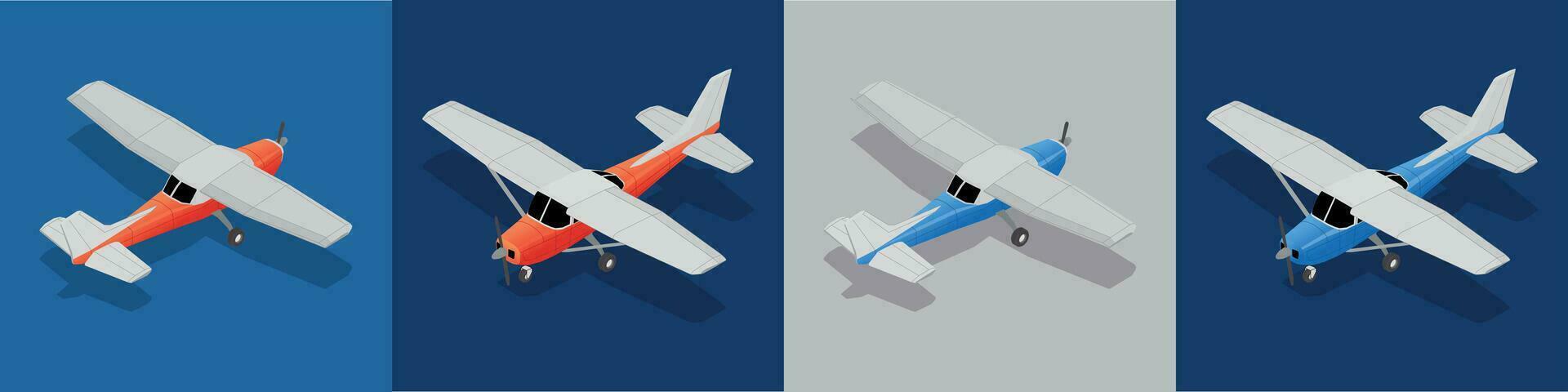 Airplanes Square Compositions Set vector