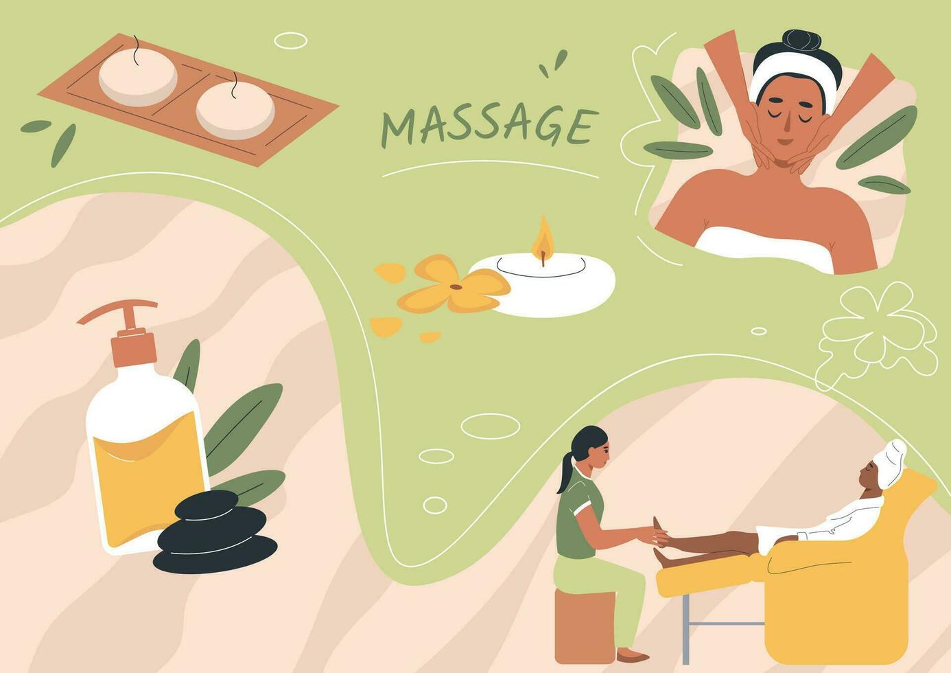 Massage Relax Collage Composition vector