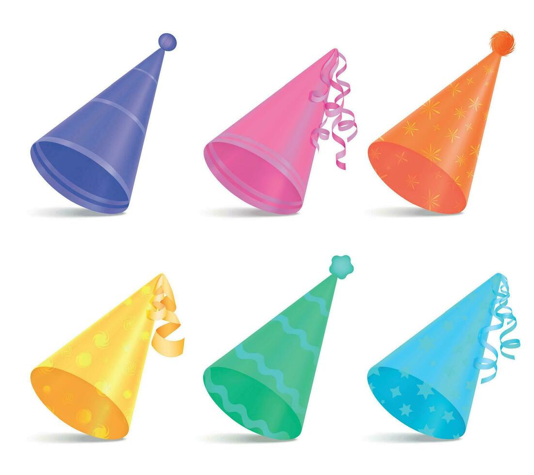 Birthday Hats Realistic Set vector