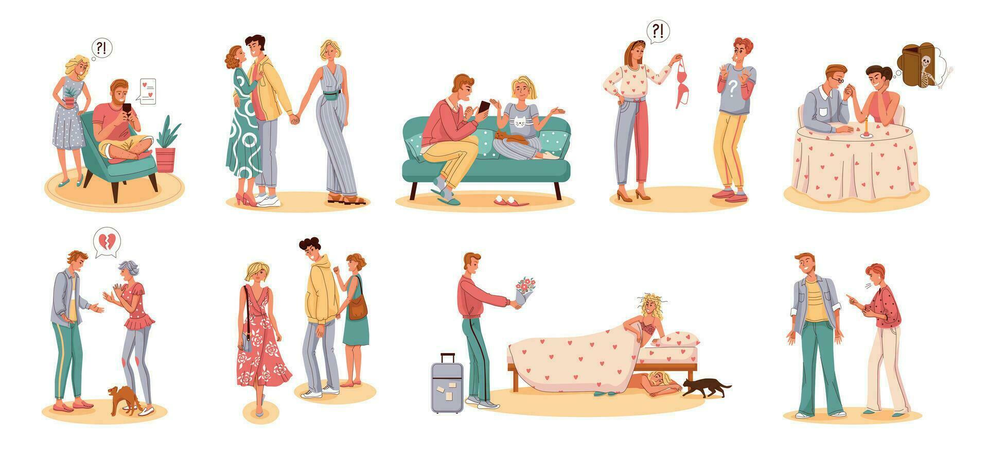 Disrupt Relationships Icon Set vector