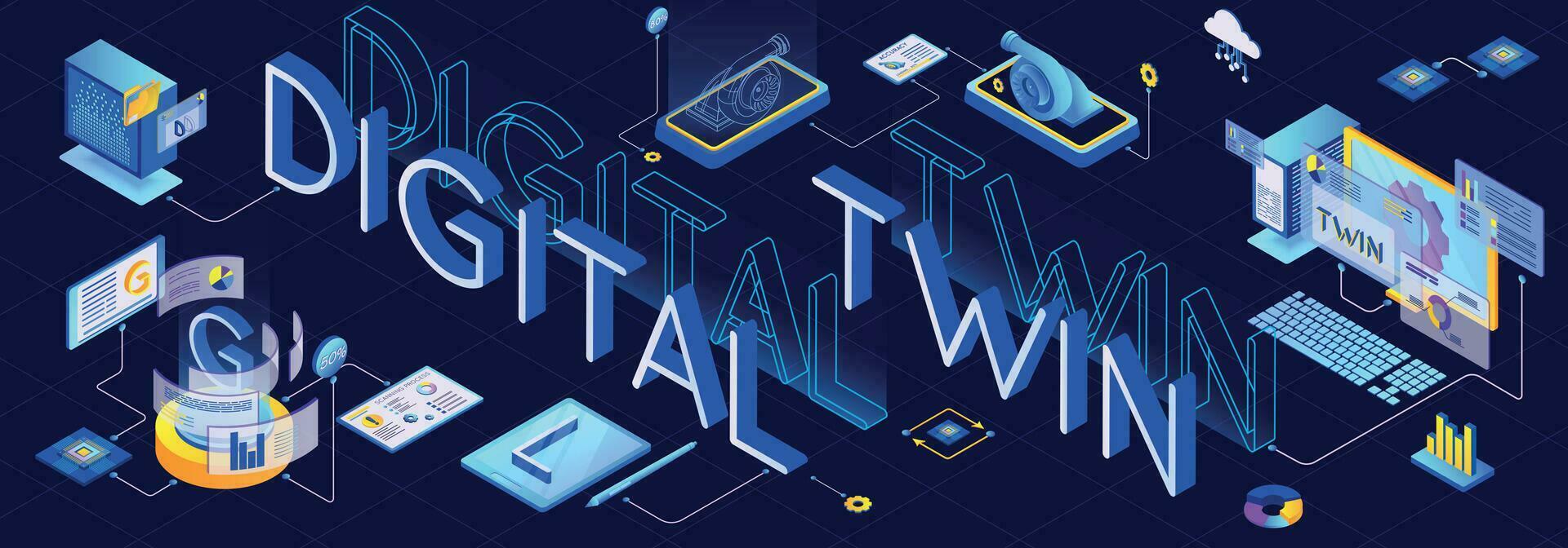 Digital Twin Banner vector