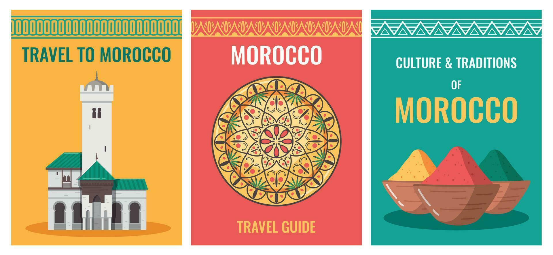 Morocco Travel Posters Set vector